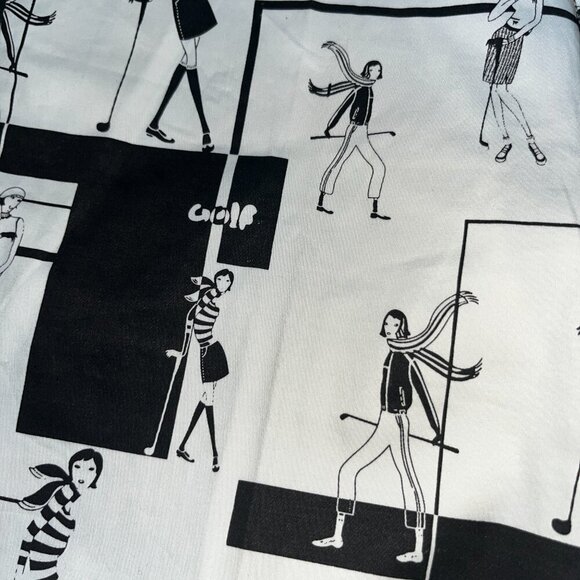 Women's GOLF NOVELTY PRINT BLACK & WHITE GOLFERS TROUSERS PANTS- Luxury Japan - Picture 2 of 13